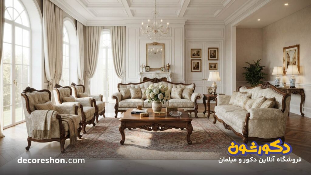 خرید مبل کلاسیک ۹ نفره برای پذیرایی